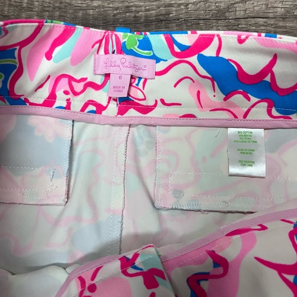 Lilly Pulitzer 6 Luxury Capri Flutter Blue Lucky Charm Floral Print Pants - Picture 5 of 8